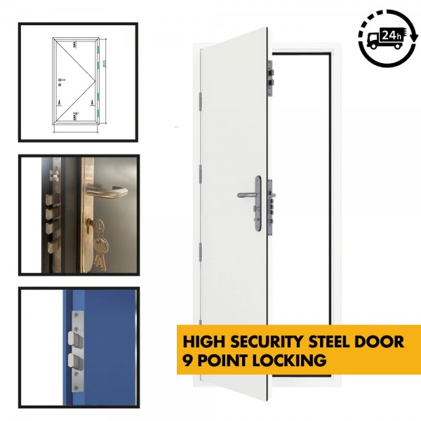 **Custom Sized Made to Order ** High Security Steel Security Door- 9 Point/Multi Point Locking - Ultra Heavy Duty External 